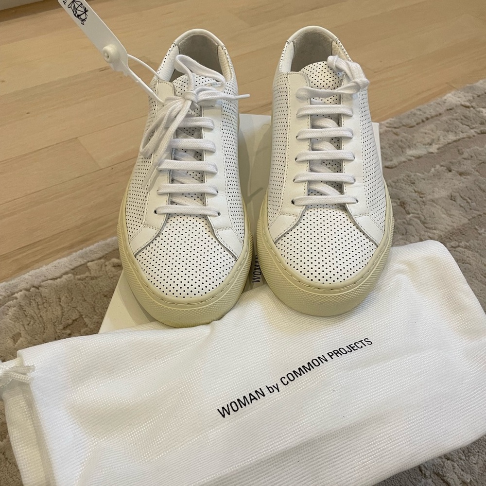 Common Projects Perforated Achilles Sneakers, White, Size 36